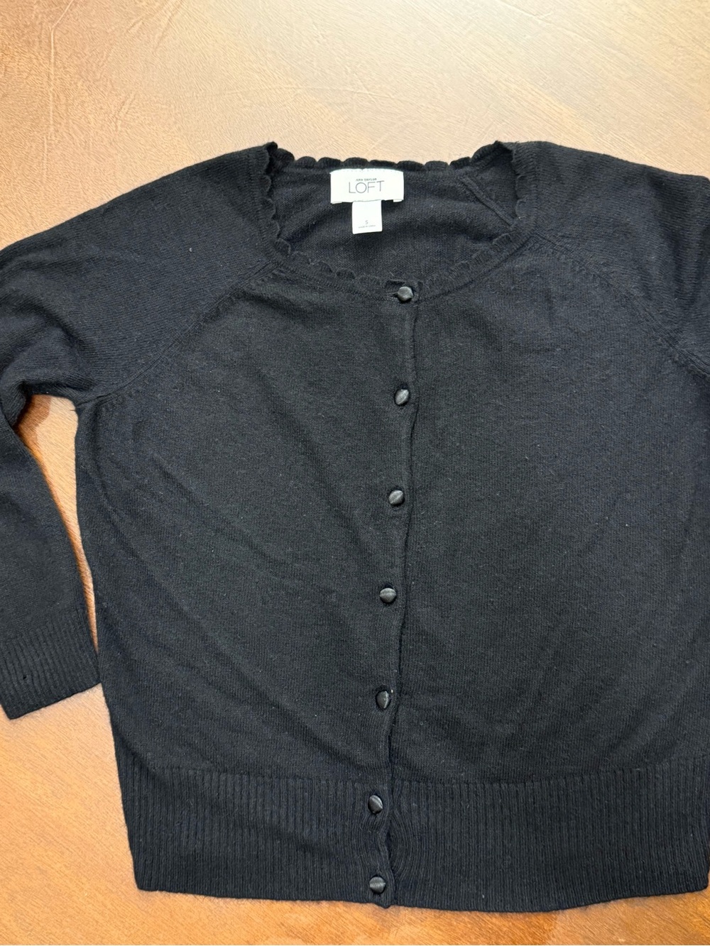 LOFT Black Button-Front Women’s Cardigan Sweater Small